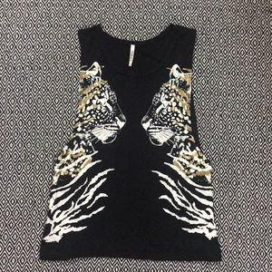 Black Top with Cheetah Design